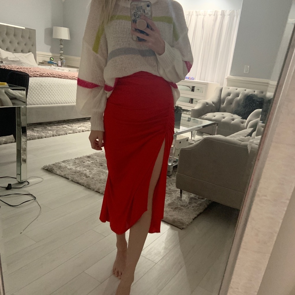 Zara Studio Rouched Sides Midi Skirts